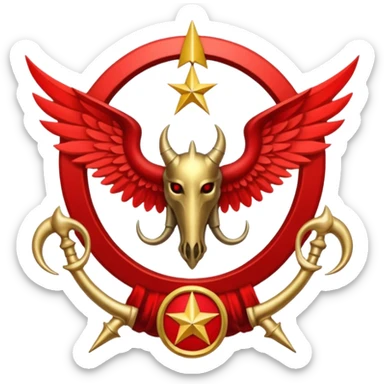 Holy Emblem with black wings and horn and red tetragrammaton in the middle sticker