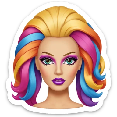 mannequin head with a drag queen’s hair sticker