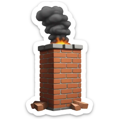 CHIMNEY with exploding bricks sticker