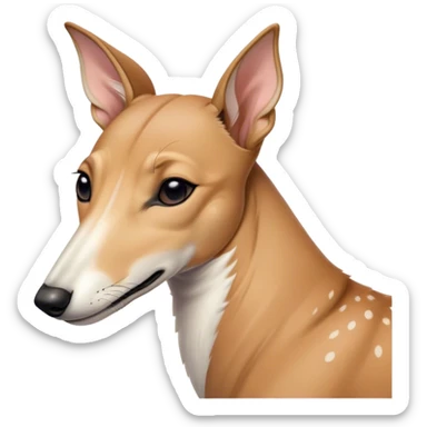 Meme-Worthy Cute Sleeping Fawn Greyhound Portrait Emoji, Head resting peacefully with a contented smile, showcasing a slender build and a luxuriously smooth fawn Fur, eyes shut in a serene nap, Simplified yet hilariously adorable features, highly detailed, glowing with a soft, drowsy light, high shine, relaxed and utterly lovable, stylized with an air of playful laziness, bright and heartwarming, soft glowing outline, capturing the essence of a comically sleepy racer, so meme-worthy it feels like it could instantly become the next viral sensation of adorable slumber! sticker