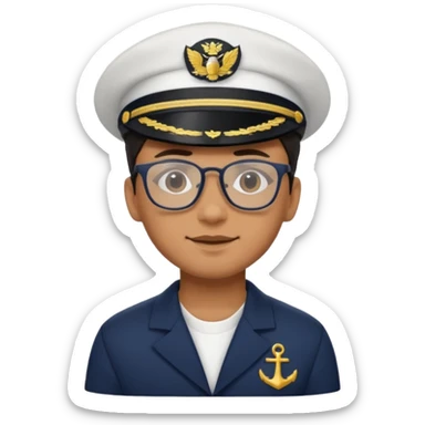 Navy sailor with white hat and black glasses, and tan skin  sticker