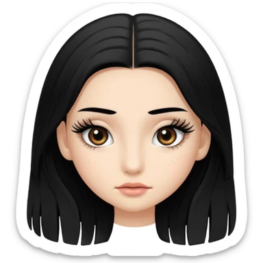 ragazza truccata con le ciglia finte con i capelli neri lunghi sticker