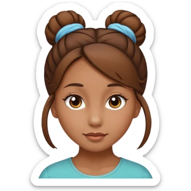 Girl with light brow skin and brown hair in a single bun sticker