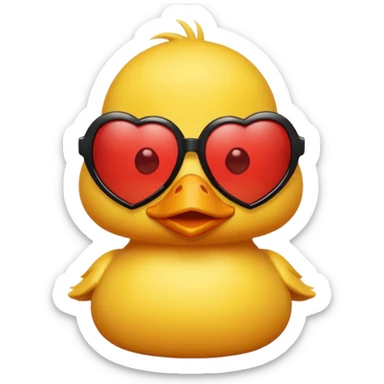 Make a frame emoji and inside it is a  yellow duck wearing red heart sunnies and the background is sky or anything blue make it like this 🌇 but what I described inside  sticker