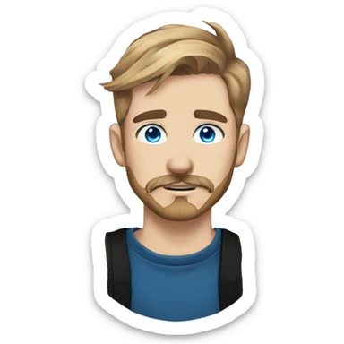 Man with Light brown hair, neck tattoos, arm tattoos, mustache and beard, blue eyes, silver nose piercing hoop, black anime graphic tee sticker