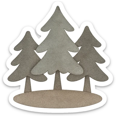 logo illustration of evergreen trees in Scandinavian folk art style, dark neutral forest color tones, watercolor texture with outlines, suitable for favicon sticker