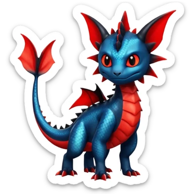 Shiny Red And Black Colorful Litten-Salandit-Vaporeon-Toothless-Fakémon-hybrid-creature (full body)  sticker