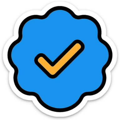 blue verified checkmark icon, Instagram aesthetic, simple and recognizable, clean and modern, suitable for app icon, minimal, bold, rounded edges, vibrant colors sticker