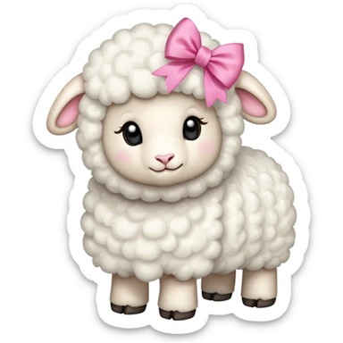 white lamb body with a pink bow sticker