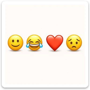 make four emojis on white background with good amount of shadow  sticker