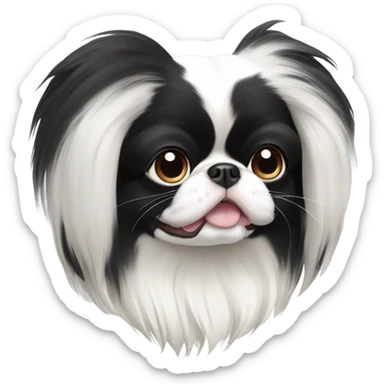 black and white japanese chin dog sticker