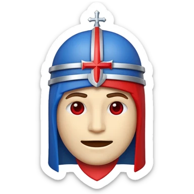 Make me an emoji to my school Holy cross davao college  representing this three colors ❤️💙🤍 make it like a crusader. sticker