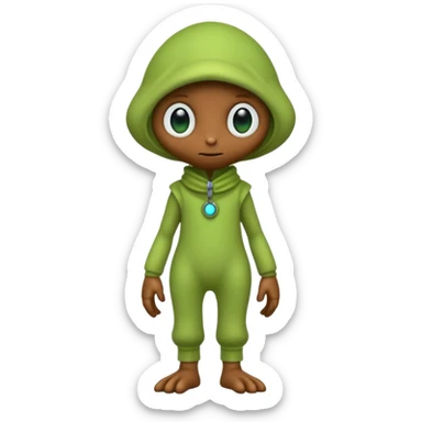 full body cute humanoid peacefull alien furry with 2 legs and eye stalks stands upright and looks intelligent ...wears clothing. not green..looks happy and cudly sticker