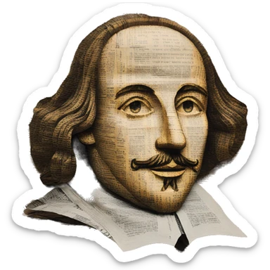 Shakespeare made of newspaper cuttings 420 hemp roses flowers plants leaves sticker