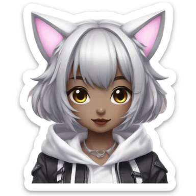 Edgy Kawaii Cute Cool Beautiful Elegant Pretty Anime Lolita Techwear Catgirl sticker