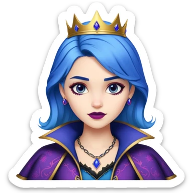 Evie from Descendants, blue hair, fashion-forward outfit, daughter of the Evil Queen sticker