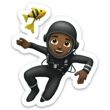 Black guy in scuba suit diving into ocean sticker
