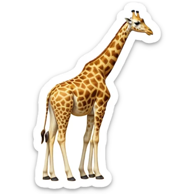 cinematic-giraffe-realistic-full-body-standing-emoji,-towering-elegantly-over-the-savanna,-long-neck-arched-slightly,-head-tilted-dramatically,-sleek-golden-coat-with-bold-brown-patches,-large-dark-eyes-exuding-playful-wisdom,-simplified-yet-realistic-focused-features,-highly-detailed,-glowing-with-an-almost-sarcastic-glow sticker