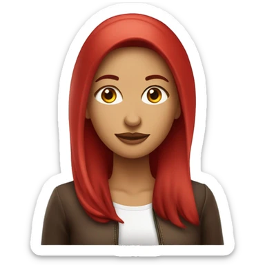 mujer de pelo rojo con largo liso piel clara ojo café y cara redonda  sticker