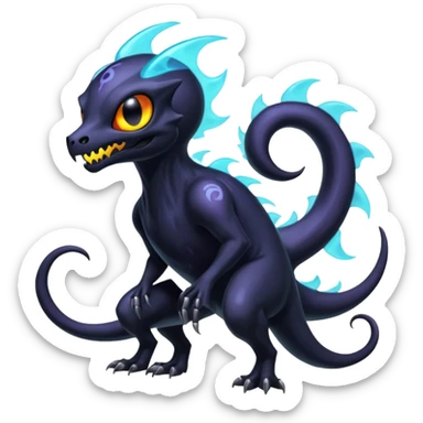 Shiny Futuristic Spooky Spectral Gastly Duskull-Salandit-Umbreon-Fakémon-hybrid-creature (full body)  sticker