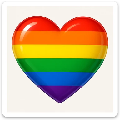gay pride rainbow heart, bright and cheerful, glossy finish sticker