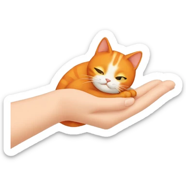 Orange cat with a human hand patting the back sticker