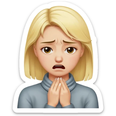 blonde girl putting hand around neck crying in anger sticker