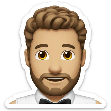 Groom with brown hair and eyes and beard sticker