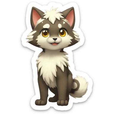 shiny, patterns, Kemono-style, Chibi, Anthro-Fur-Sona-Fakémon, Full Body sticker