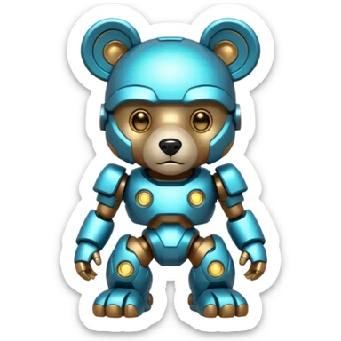 glitter mech bear cian cyberpunk sticker