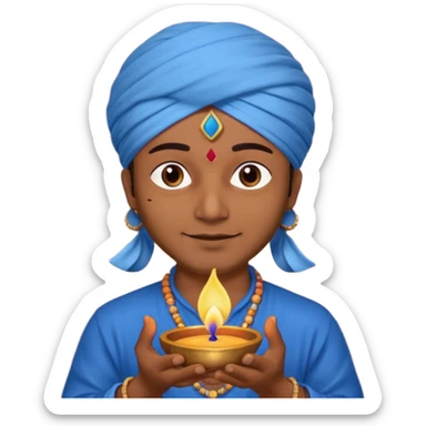 diwali man with blue turban and diwali sticker
