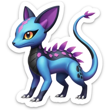 Meloetta-Purrloin-Salandit-Nargacuga-Pokémon-Fakémon-fusion-hybrid-creature sticker
