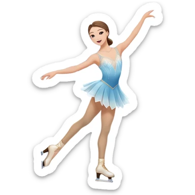 An colorful icon featuring The background includes a grand ice rink palace with shining spotlights and cheering spectators in the stands. A graceful figure skater performing a spin on the ice. Transparent background highlights the elegance and artistry of figure skating sticker
