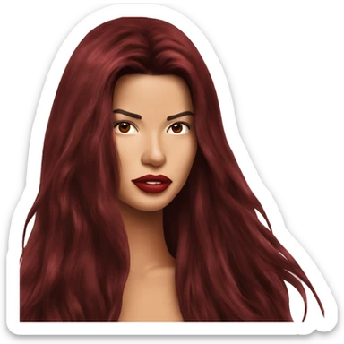 Adriana lima in 90s long dark red hair sticker