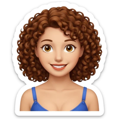 Femme cheveux bouclée brun décolleté  sticker