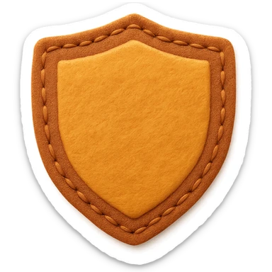 <StylePrompt>
  <Name>Minimal Felt Appliqué Icon</Name>
  <Description>
    A soft, handcrafted felt icon style with lightly padded forms, simple shapes, and clean outlines. Features slightly more visible stitching for tactile charm while maintaining a low-detail aesthetic.
  </Description>
  <VisualProperties>
    <Material>Felt</Material>
    <Texture>Soft, matte surface with subtle fiber detail</Texture>
    <Stitching>
      <Type>Threaded edge stitch</Type>
      <Color>Muted orange or warm brown</Color>
      <Pattern>Evenly spaced running stitch around edges</Pattern>
      <Thickness>Medium (approximately 10% more pronounced than minimal)</Thickness>
      <Contrast>Moderate (stitch color clearly distinct from base felt)</Contrast>
    </Stitching>
    <Padding>Low to moderate—slightly raised but not deeply dimensional</Padding>
    <Edges>Smooth and rounded with clean curves</Edges>
    <ColorPalette>
      <Primary>Warm yellows, oranges, and browns</Primary>
      <Accent>Dark brown for facial features</Accent>
      <Background>Neutral off-white or soft beige</Background>
    </ColorPalette>
  </VisualProperties>
  <FacialFeatures>
    <Eyes>Small round dots</Eyes>
    <Nose>Simple oval or triangle</Nose>
    <Mouth>Minimal curved line or none</Mouth>
    <DetailLevel>Low</DetailLevel>
  </FacialFeatures>
  <Rendering>
    <Lighting>Soft and diffused</Lighting>
    <Shadows>Subtle, barely visible</Shadows>
    <Perspective>Front or side profile, flat angle</Perspective>
  </Rendering>
  <Applicability>
    <SubjectType>Animals, symbols, objects</SubjectType>
    <OutputFormat>Icon, patch, or sticker</OutputFormat>
  </Applicability>
</StylePrompt>

{subject} = shield sticker