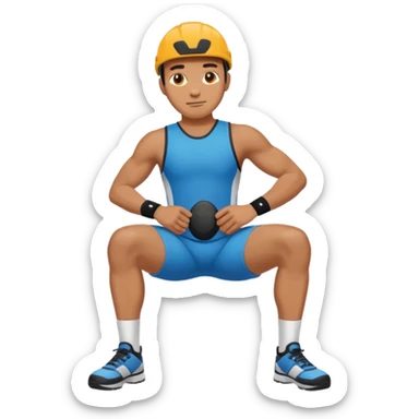 man with knee pad sticker