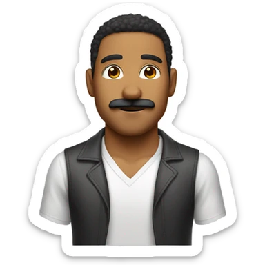 A guy have tan skin from jordan he have a mustache not condensed and littlebit wide nose sticker