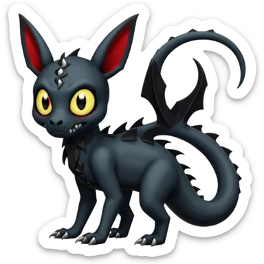Edgy Spooky Gothic Evil Duskull-Salandit-Umbreon-Fakémon-hybrid-creature (full body)  sticker