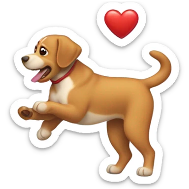 Un perro lanzando corazones subido en un cohete  sticker