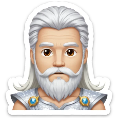 Jupiter, God of Thunder from Gods and Goddesses with long white hair and beard, white sequin outfit sticker