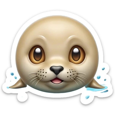 Cinematic Comical Seal Portrait Emoji, Head tilted dramatically with an exaggeratedly shocked expression, featuring a polished, streamlined body with wide, comically expressive eyes brimming with humorous disbelief, Simplified yet hilariously expressive features, highly detailed, glowing with a slightly sassy aquatic glow, high shine, dramatic yet playful, stylized with an air of quirky maritime attitude, soft glowing outline, capturing the essence of a meme-worthy seal that appears ready to side-eye its way into viral fame! sticker