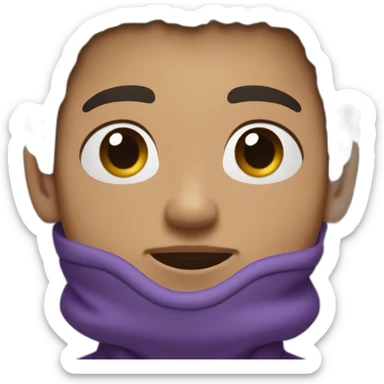 light skin tone guy with a purple hoodie and a big black afro and brown eyes sticker