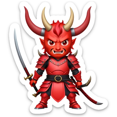 Devil samurai with large curved horns sticker