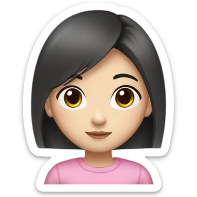 19 year old chinese american girl who likes pink with long straight dark brown hair and a round face sticker
