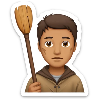 Tahta adam elinde sopa sticker