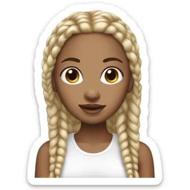 White girl with box braids sticker