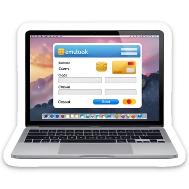 online store checkout on a macbook screen, no person only macbook sticker