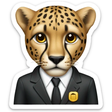 cheetah in a classic suit with large keys sticker