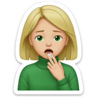 girl has sore throat in green sweater sticker
